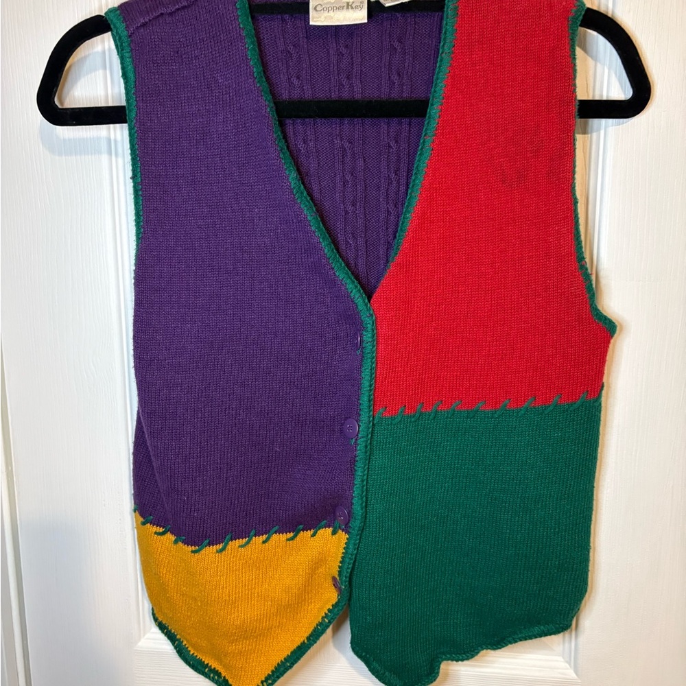 Copper Key Purple and Green Knit Vest